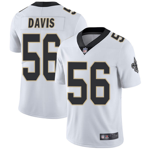 Men New Orleans Saints Limited White DeMario Davis Road Jersey NFL Football #56 Vapor Untouchable Jersey->nfl t-shirts->Sports Accessory